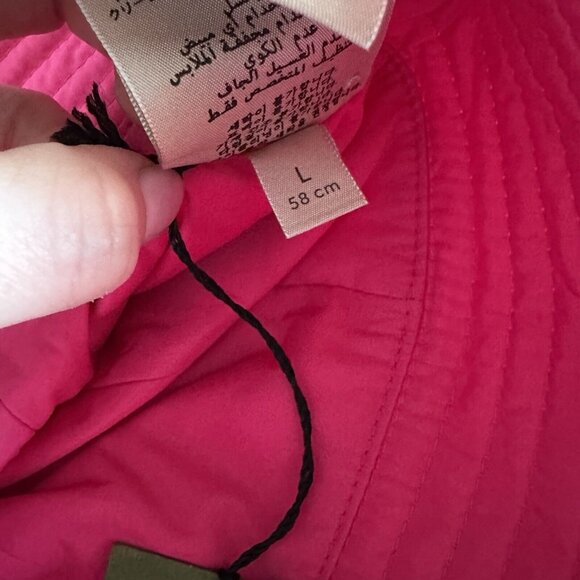 NWT GUCCI NYLON BUCKET PINK HAT GG logo Gold Size L - Picture 6 of 6